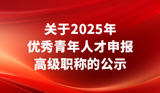 关于2025年优秀青年人才申报高级职称的公示